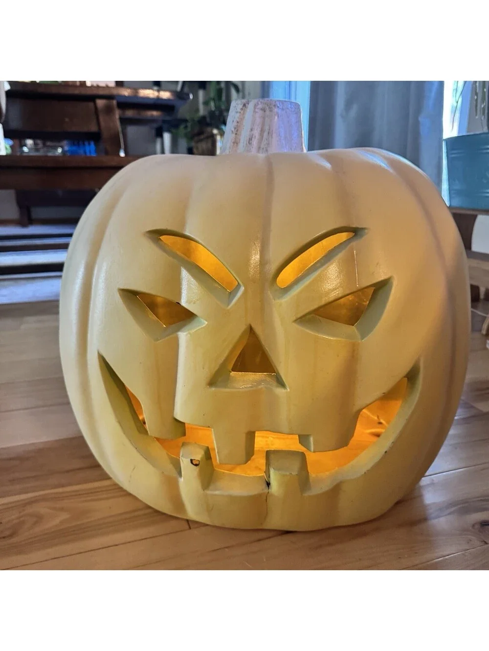 Large Vintage Pumpkin Blow Mold 20” Plastic Light-Up Jack-o-Lantern 1990s